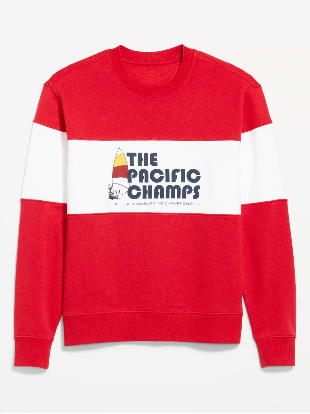 Red & White Colorblock Graphic Crewneck Sweatshirt - The Pacific Champs